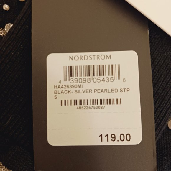 Halogen x Atlantic-Pacific Women's Black-Silver Pearled Stripe Sweater Size S - Picture 11 of 12